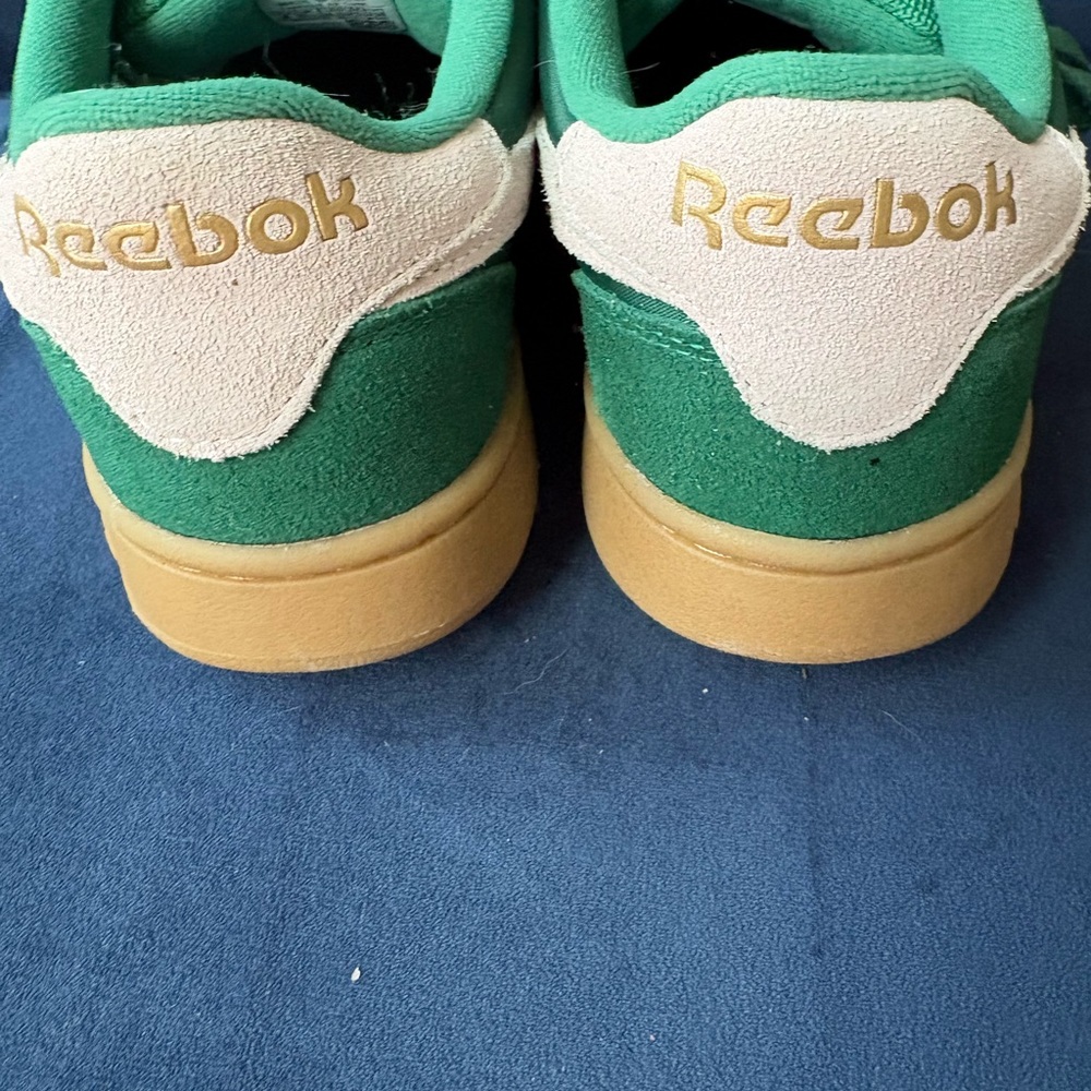 Reebok Green Suede Sneakers with Cream Heel and Gum Sole